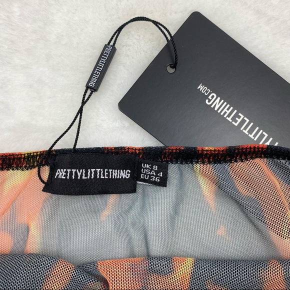 NWT Pretty Little Thing Orange Flame Mesh Halter Top - Picture 10 of 12
